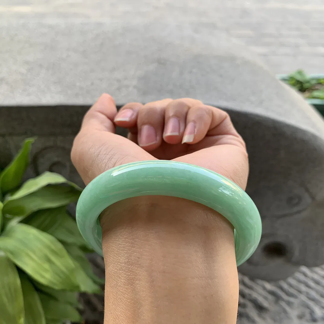 圈口57.7-12.9-9.2 【满绿正圈手镯】正圈57 58可戴