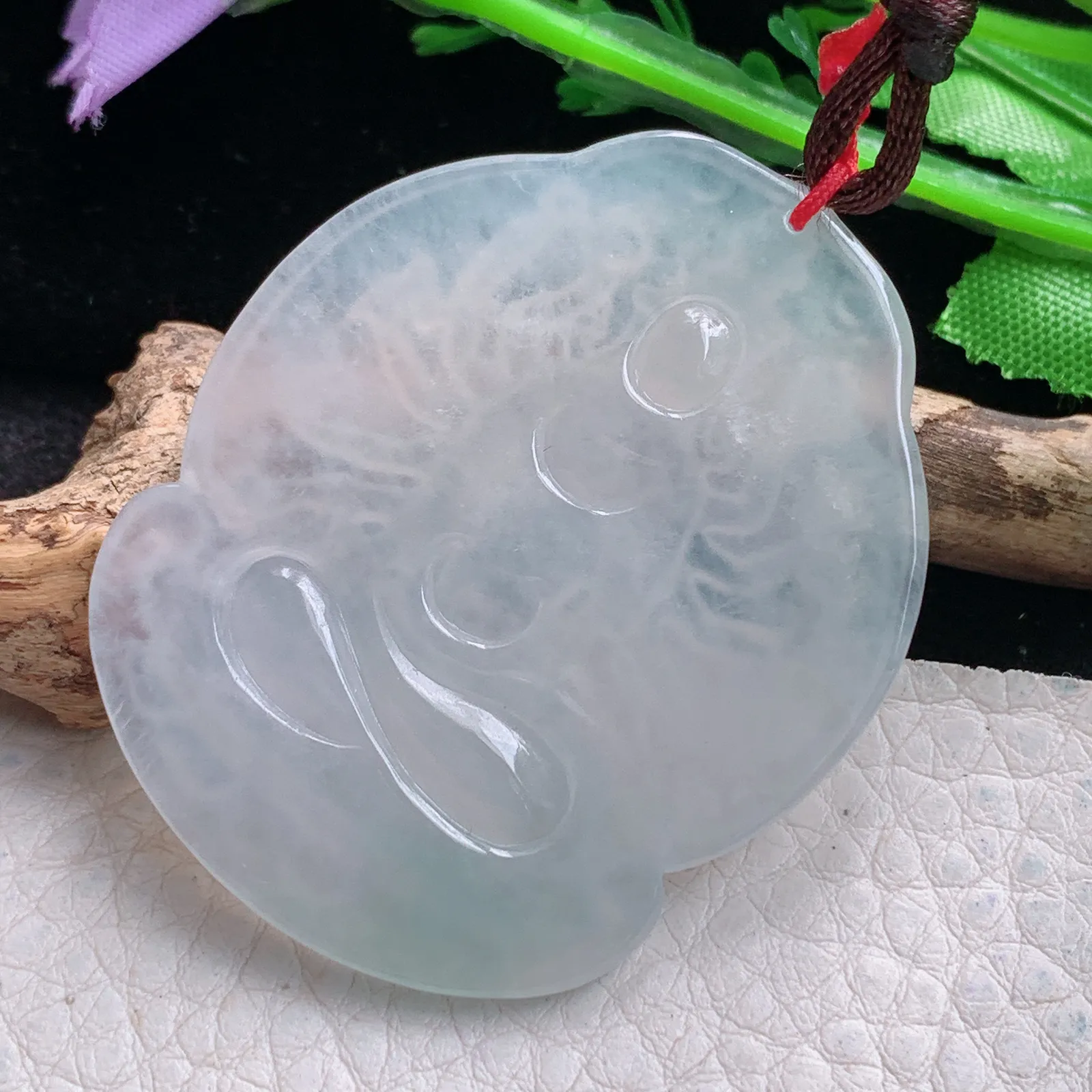 bg实拍49*40*5.5缅甸翡翠a货精雕冰起光千手观音 玉观音玉吊坠 玉挂件