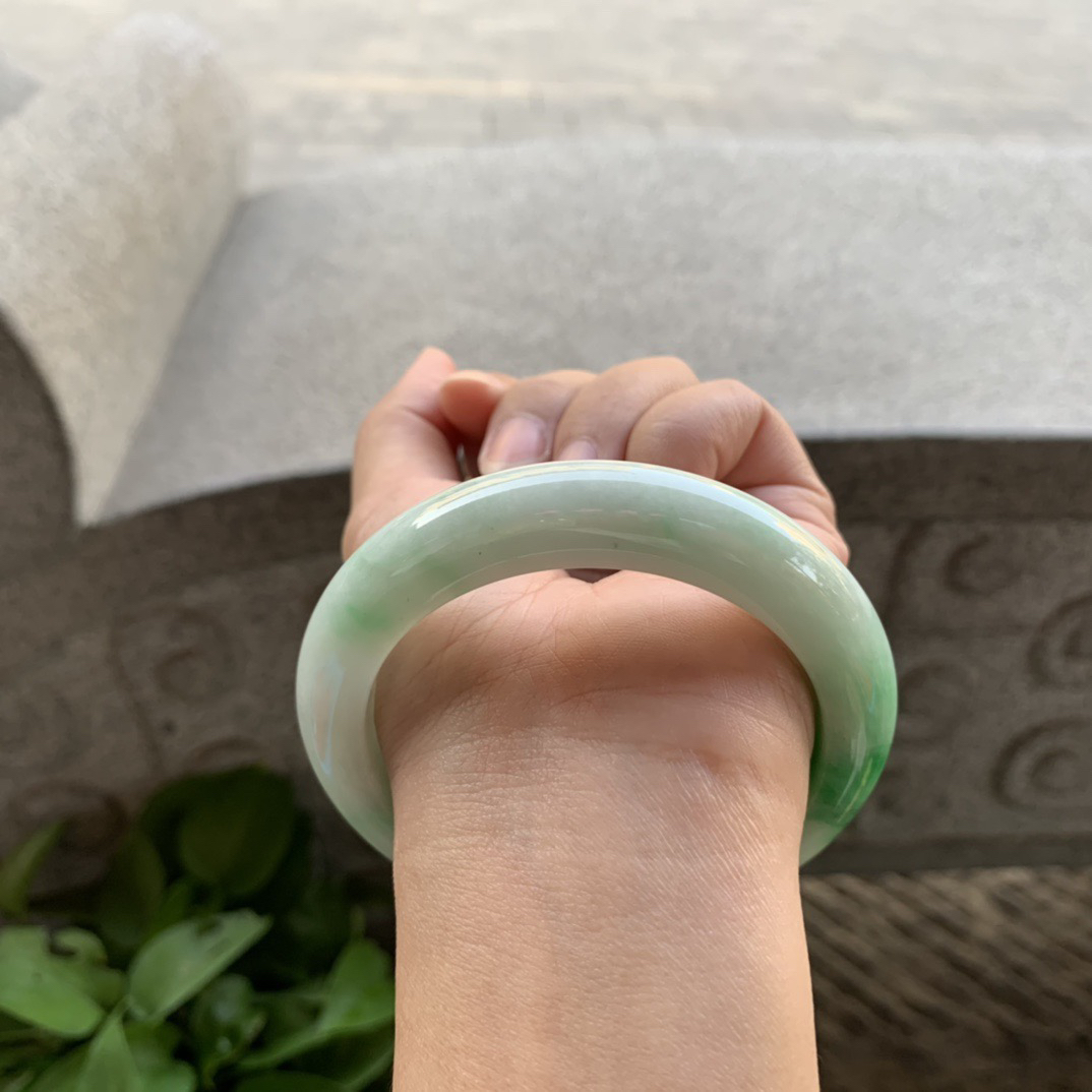 圈口 57.6-12.9-9.9【飘辣绿正圈手镯】正圈57 58可戴