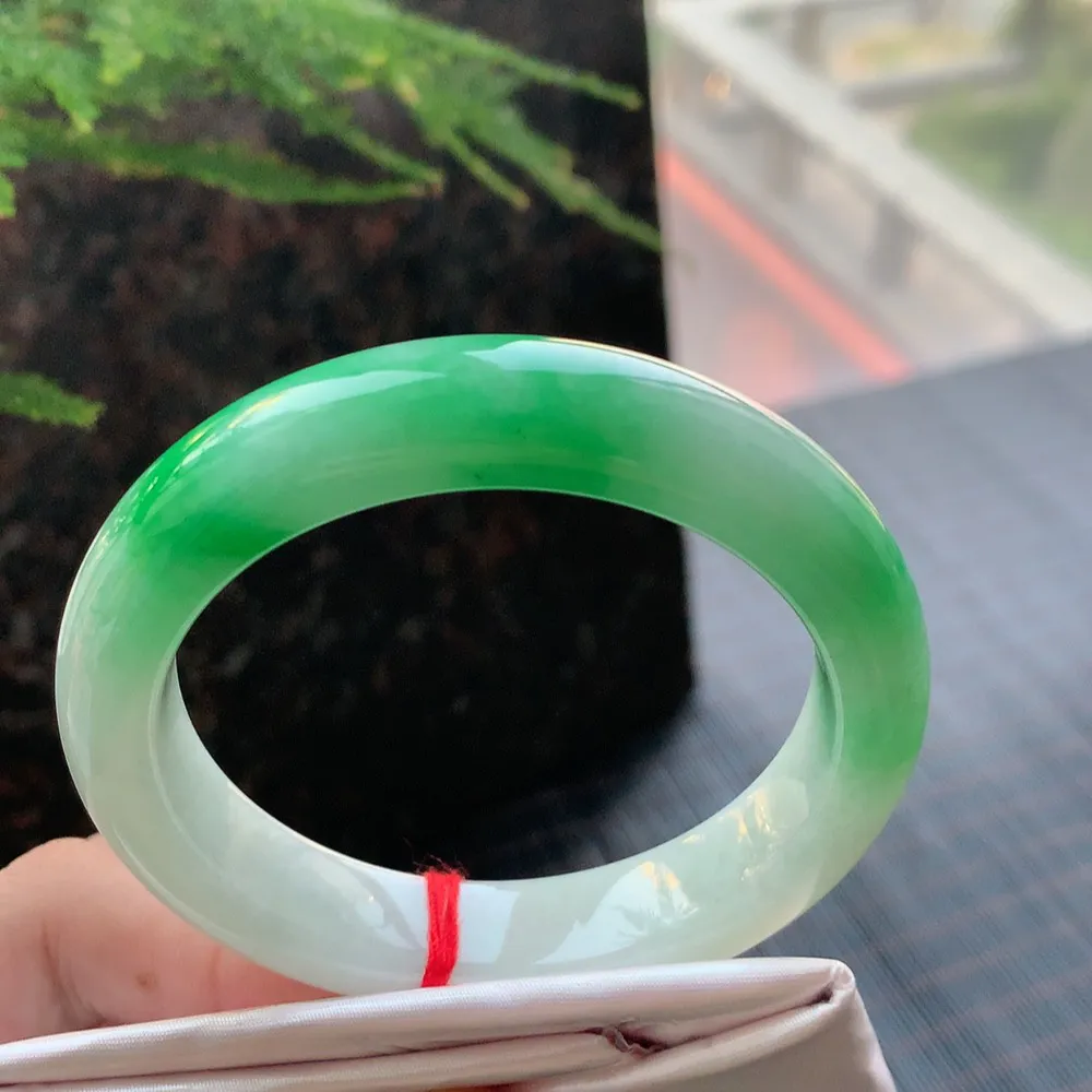 正圈一大节阳绿 无瑕 尺寸:55.7/12.6/9.6 色阳