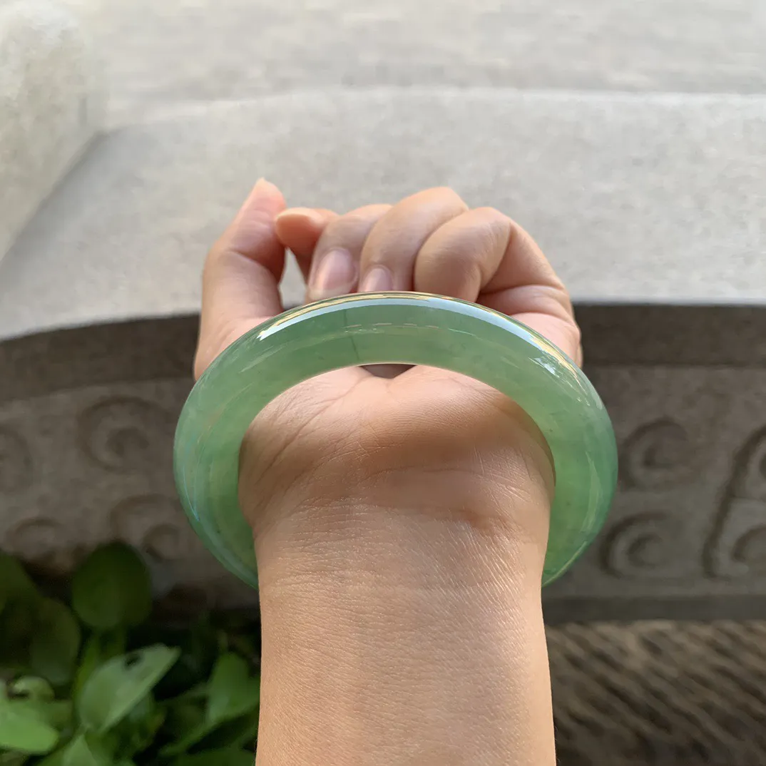 圈口 57-11.6【冰芙蓉绿圆条手镯】圆条57 58可戴