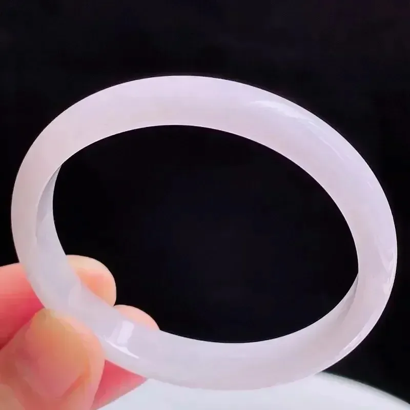 53.6圈贵妃天然翡翠淡紫玉手镯好种水春彩水润手镯26.47g