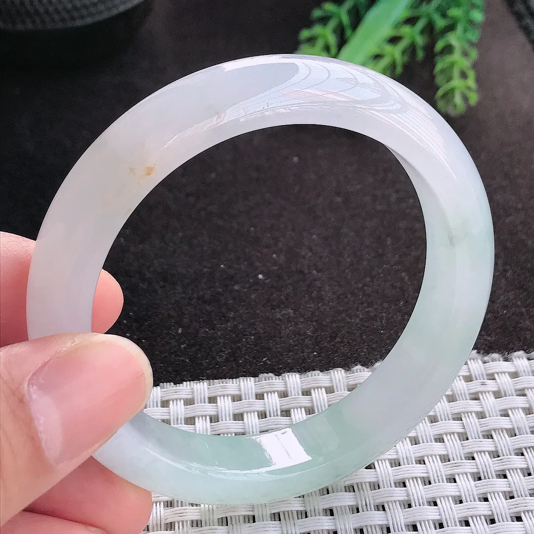 天然A货翡翠54.5/12.1/8.3老坑冰胶果冻冰透晴底手镯宽边玉镯