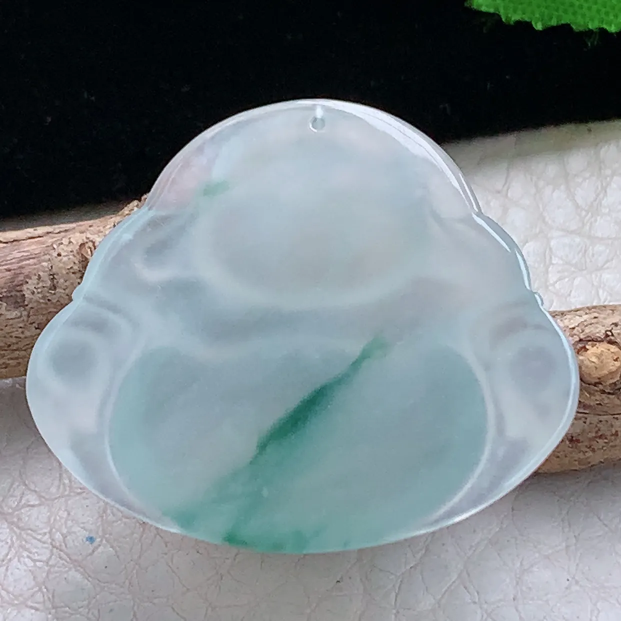 gp 实拍40.2*44.5*10.2缅甸天然翡翠冰种佛公吊坠冰飘花弥勒佛玉坠