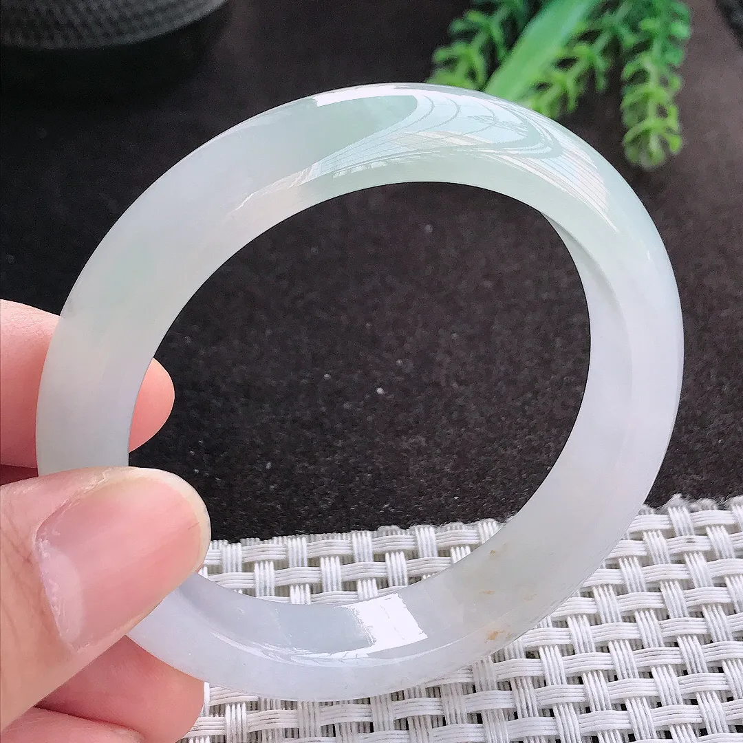 天然A货翡翠54.5/12.1/8.3老坑冰胶果冻冰透晴底手镯宽边玉镯