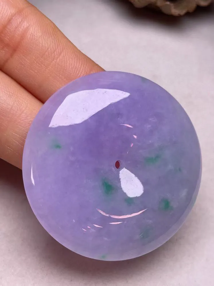 冰糯种紫罗兰【平安扣】吊坠，种水好，玉质细腻 ，卖相好