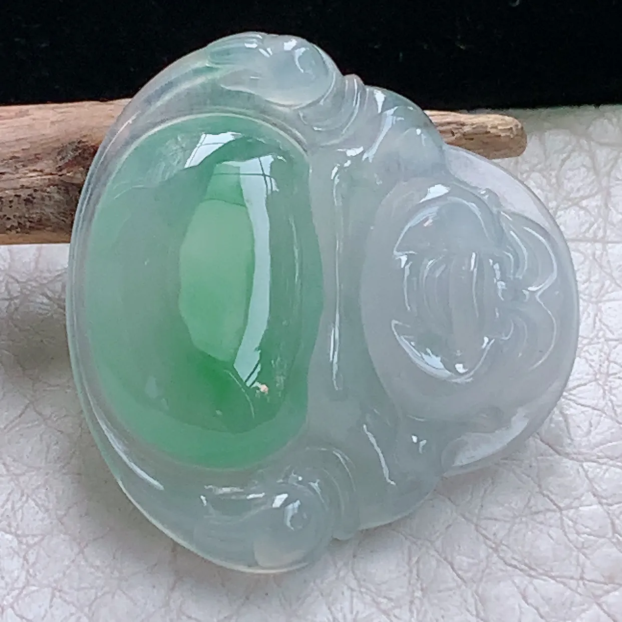 gp 实拍31*32*5.2缅甸天然翡翠冰绿佛公吊坠精品弥勒佛像玉坠