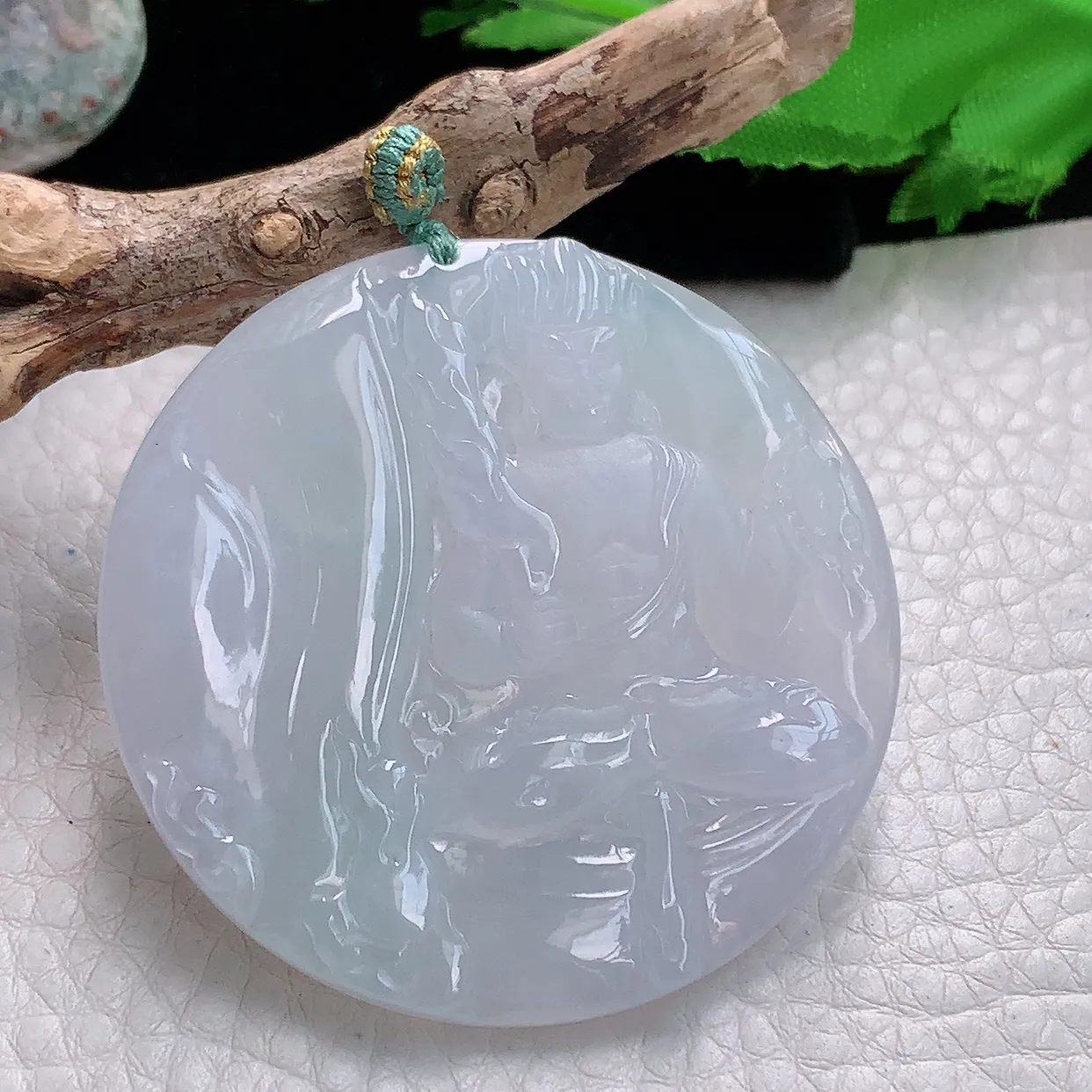 yn实拍51*5.2缅甸天然翡翠不动明王菩萨吊坠白月光生肖守护神