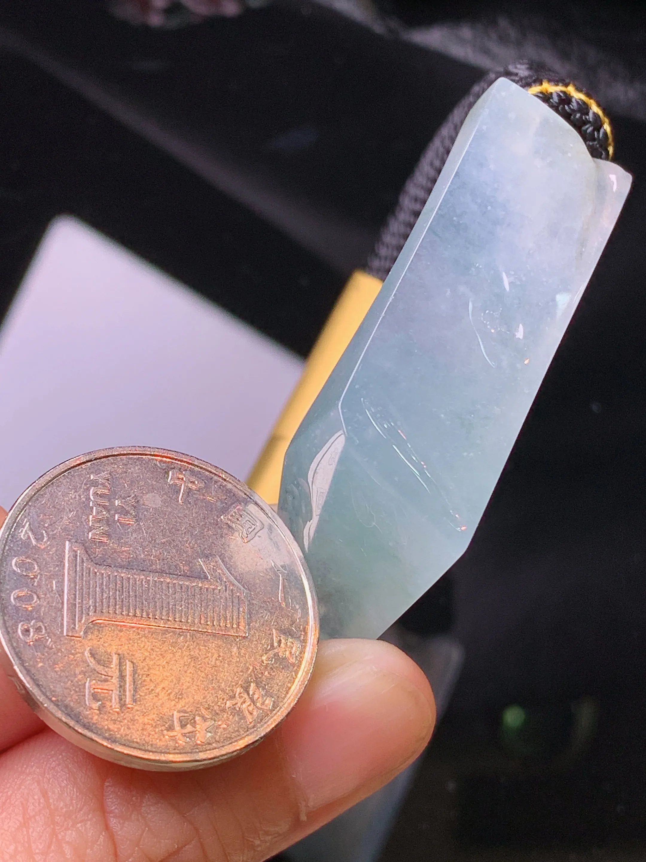 冰种随形手牌 玉质细腻 水润亮眼 色泽艳丽 整体尺寸46*13.5*12