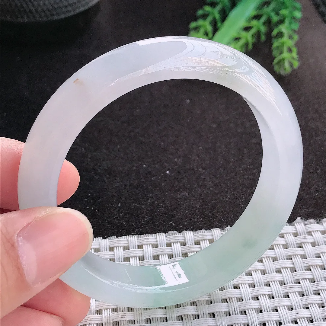 天然A货翡翠54.5/12.1/8.3老坑冰胶果冻冰透晴底手镯宽边玉镯