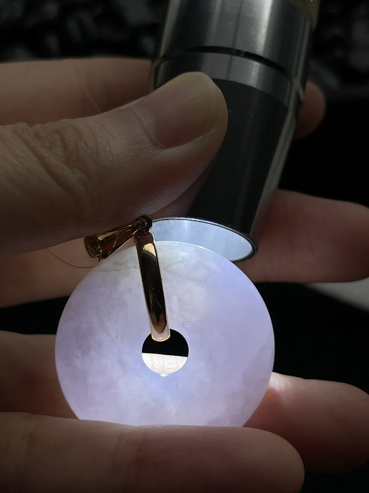 18k金镶嵌翡翠冰糯种紫色平安扣