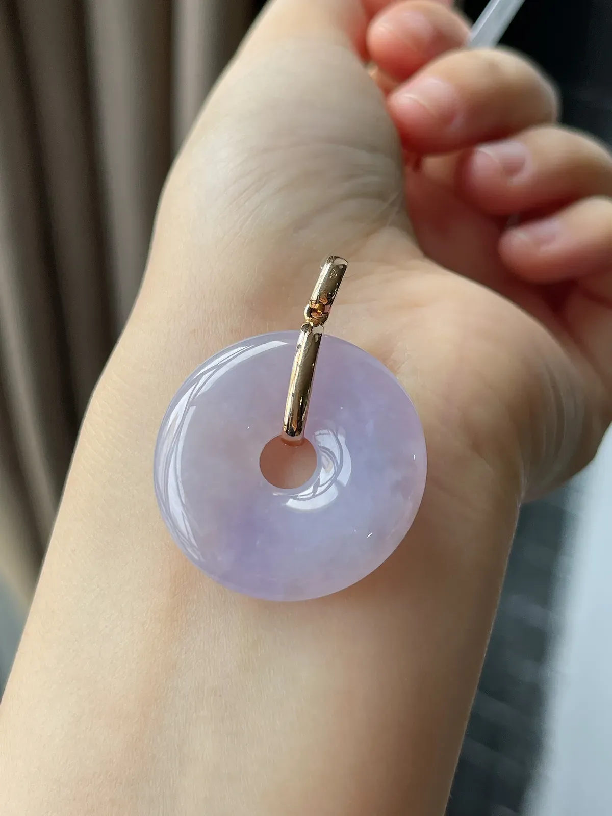 18k金镶嵌翡翠冰糯种紫色平安扣