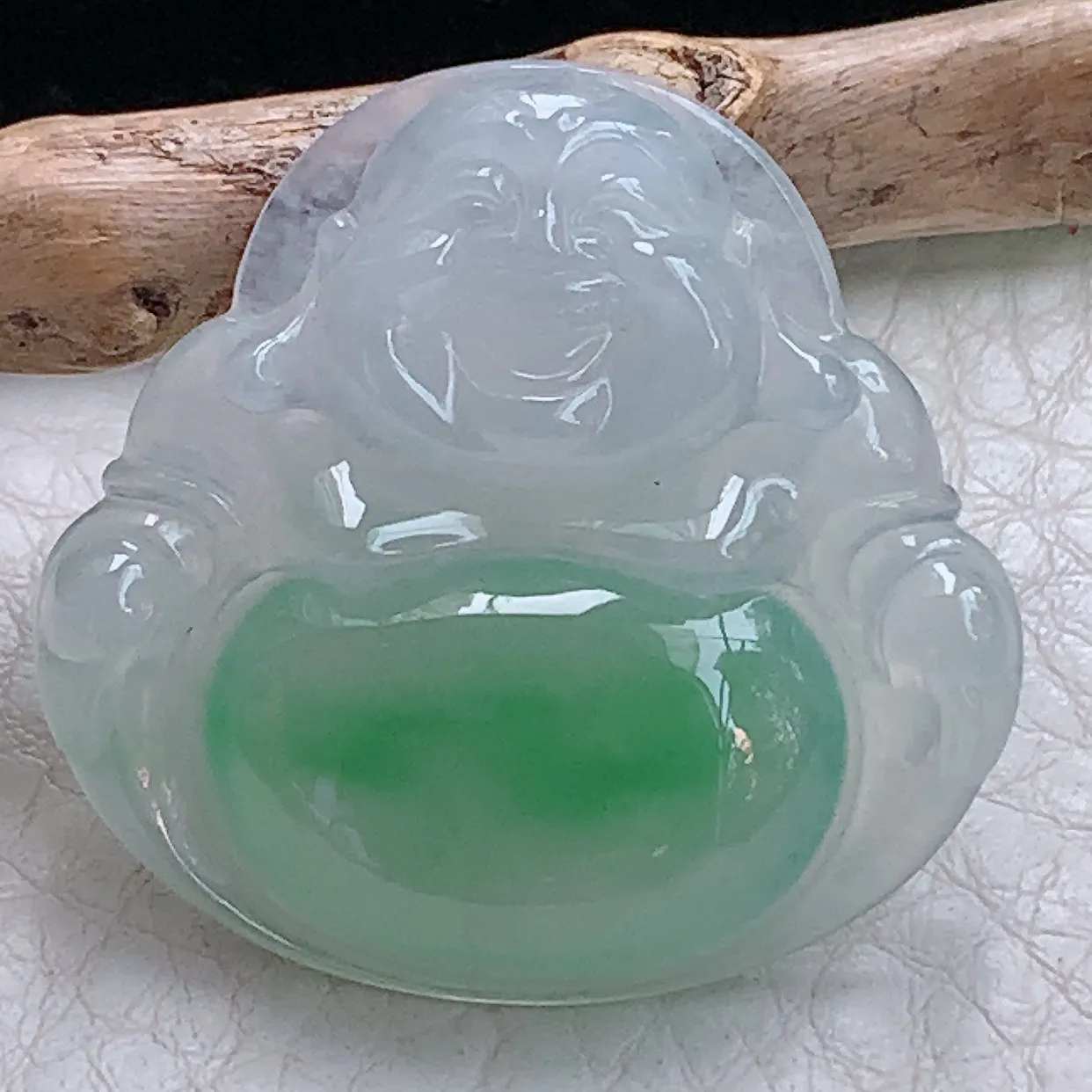 gp 实拍31*32*5.2缅甸天然翡翠冰绿佛公吊坠精品弥勒佛像玉坠