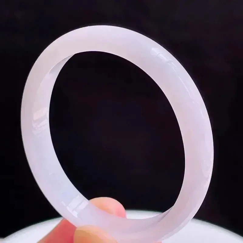 53.6圈贵妃天然翡翠淡紫玉手镯好种水春彩水润手镯26.47g