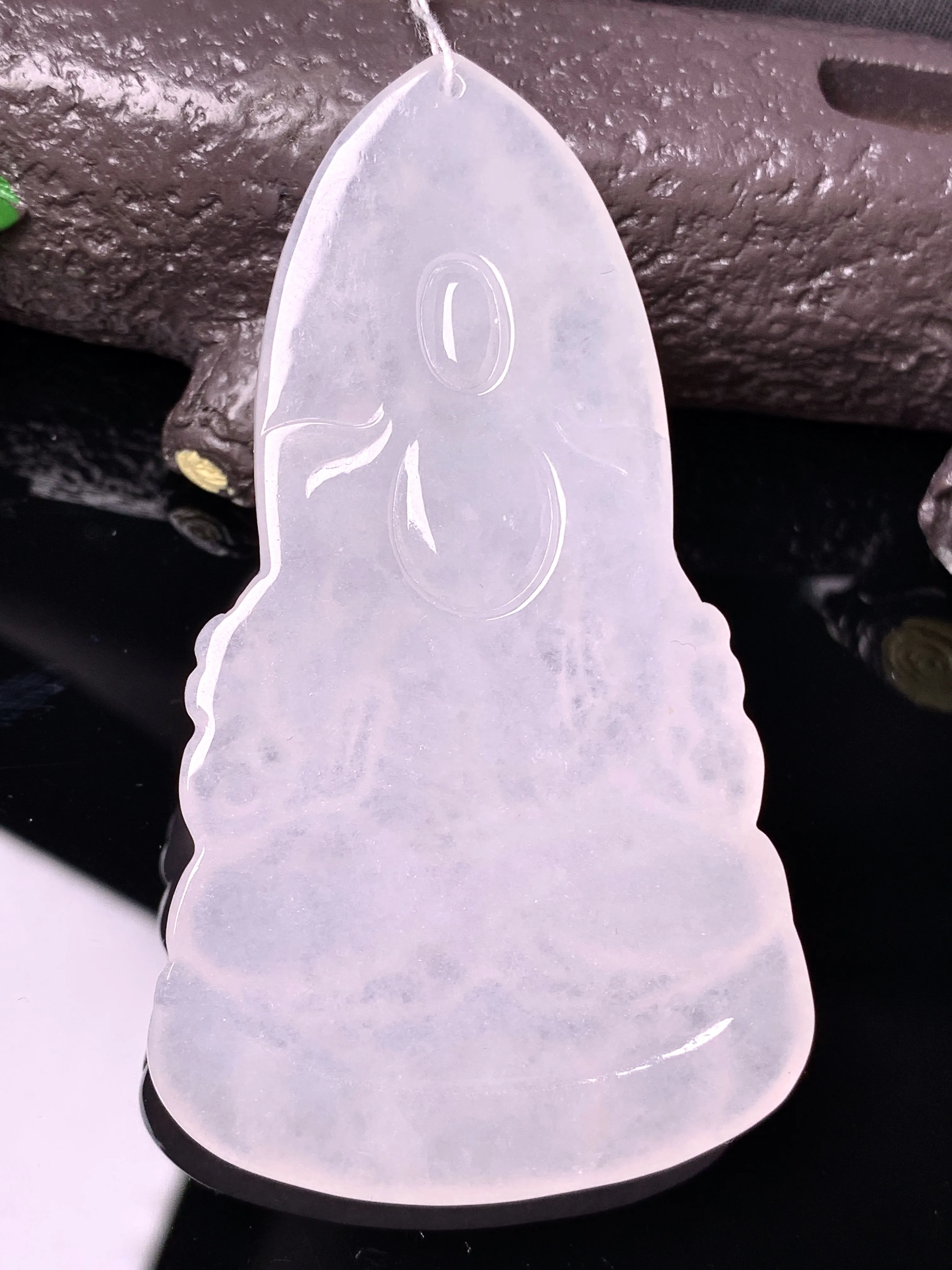 冰种度母观音吊坠 玉质细腻 水润亮眼 色泽艳丽 整体尺寸67*38*5.5