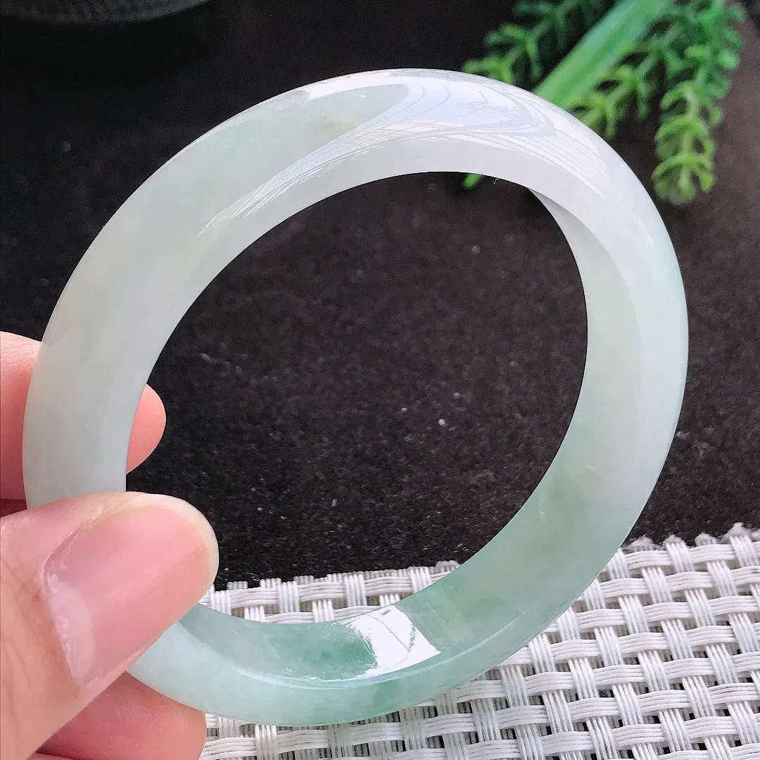 天然A货翡翠56.5/12.5/8.5老坑冰胶果冻冰晴手镯宽边玉镯