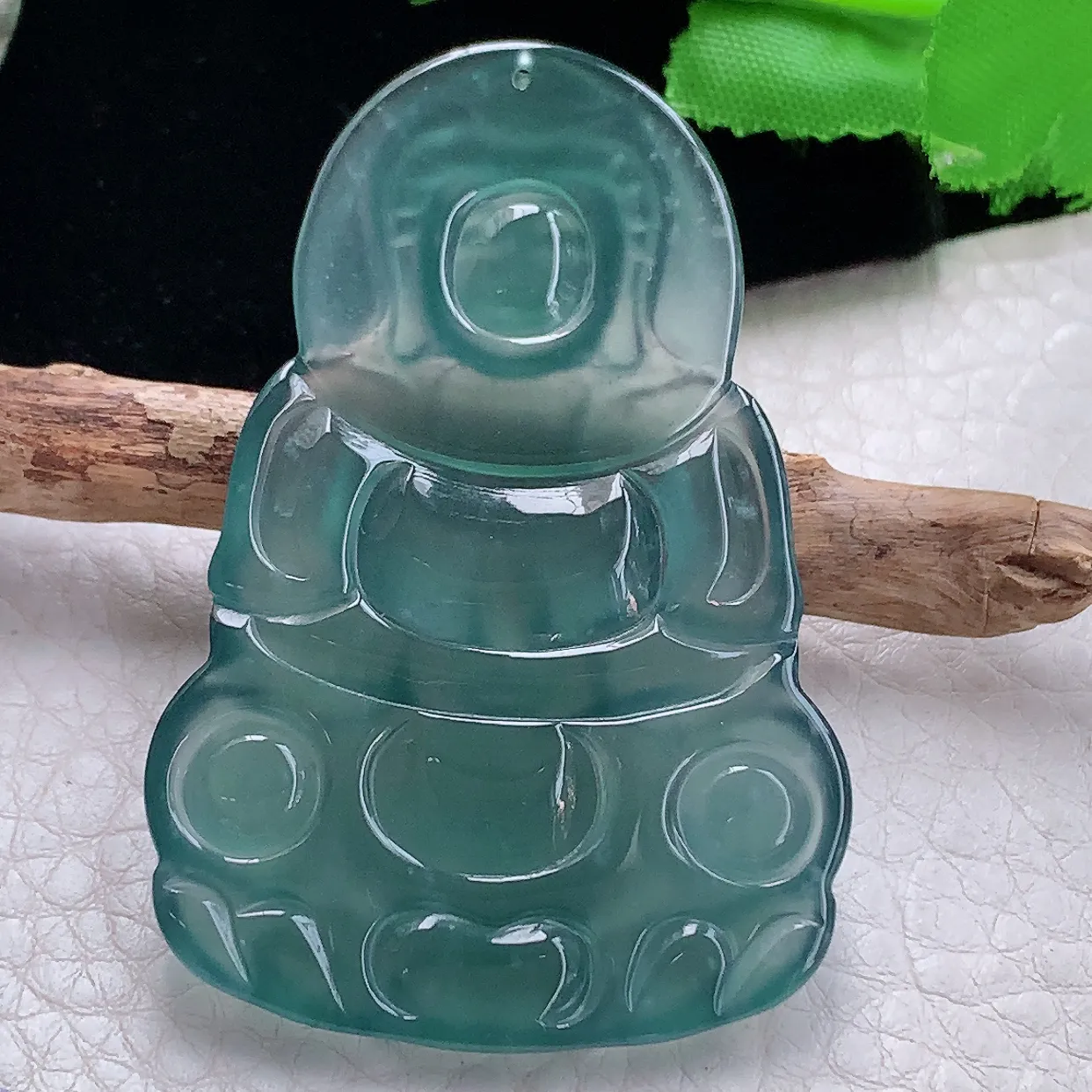 gp实拍59*38.3*4.8天然翡翠a货冰蓝正庄观音 玉观音玉吊坠