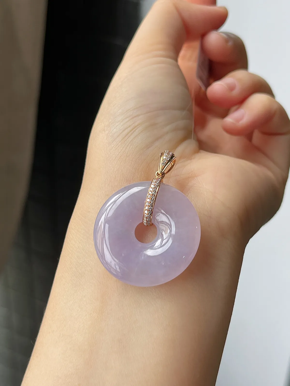 18k金镶嵌翡翠冰糯种紫色平安扣