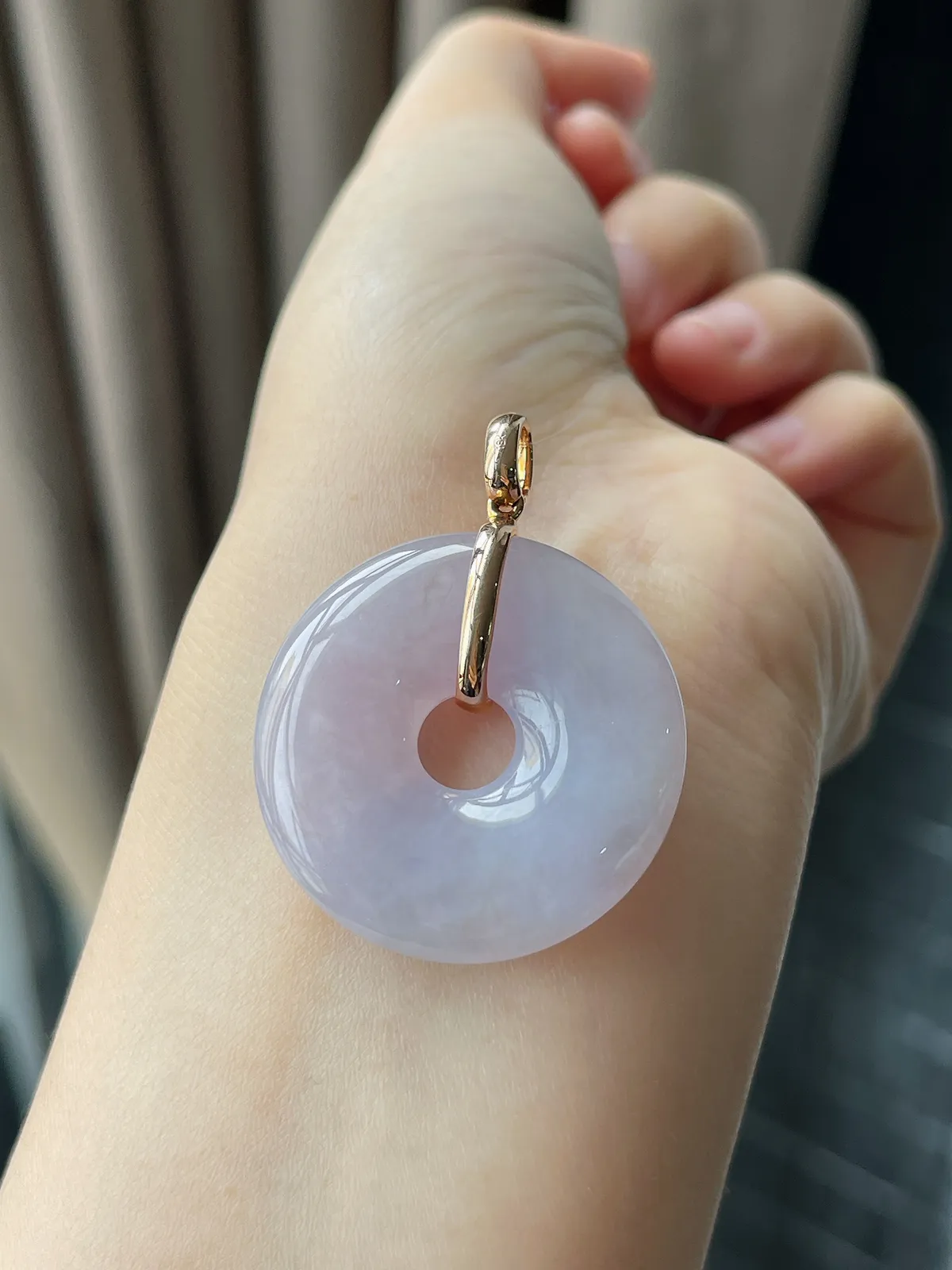 18k金镶嵌翡翠冰糯种紫色平安扣