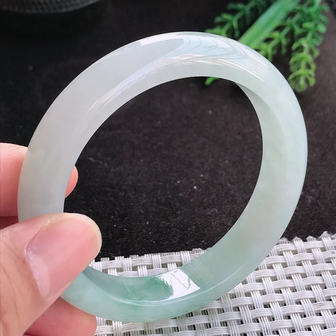 天然A货翡翠56.5/12.5/8.5老坑冰胶果冻冰晴手镯宽边玉镯