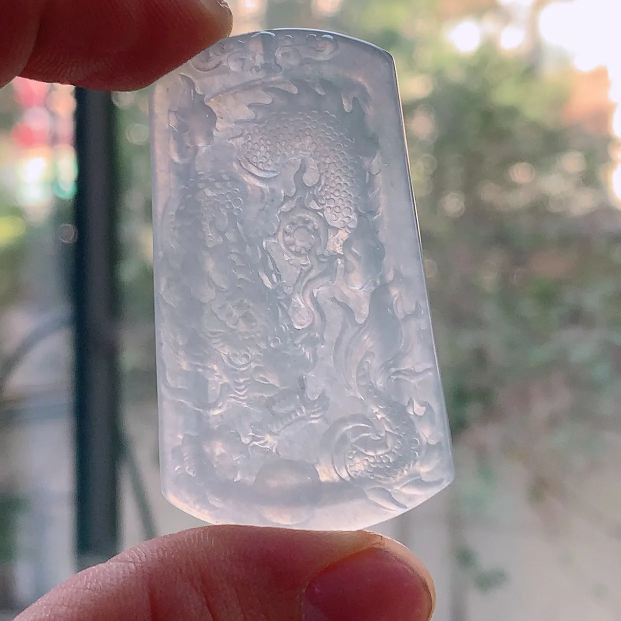 ktj实拍53.5*31.2*5.5天然翡翠a货精雕龙牌 龙行天下玉吊坠