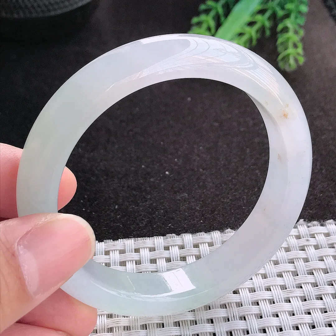 天然A货翡翠54.5/12.1/8.3老坑冰胶果冻冰透晴底手镯宽边玉镯