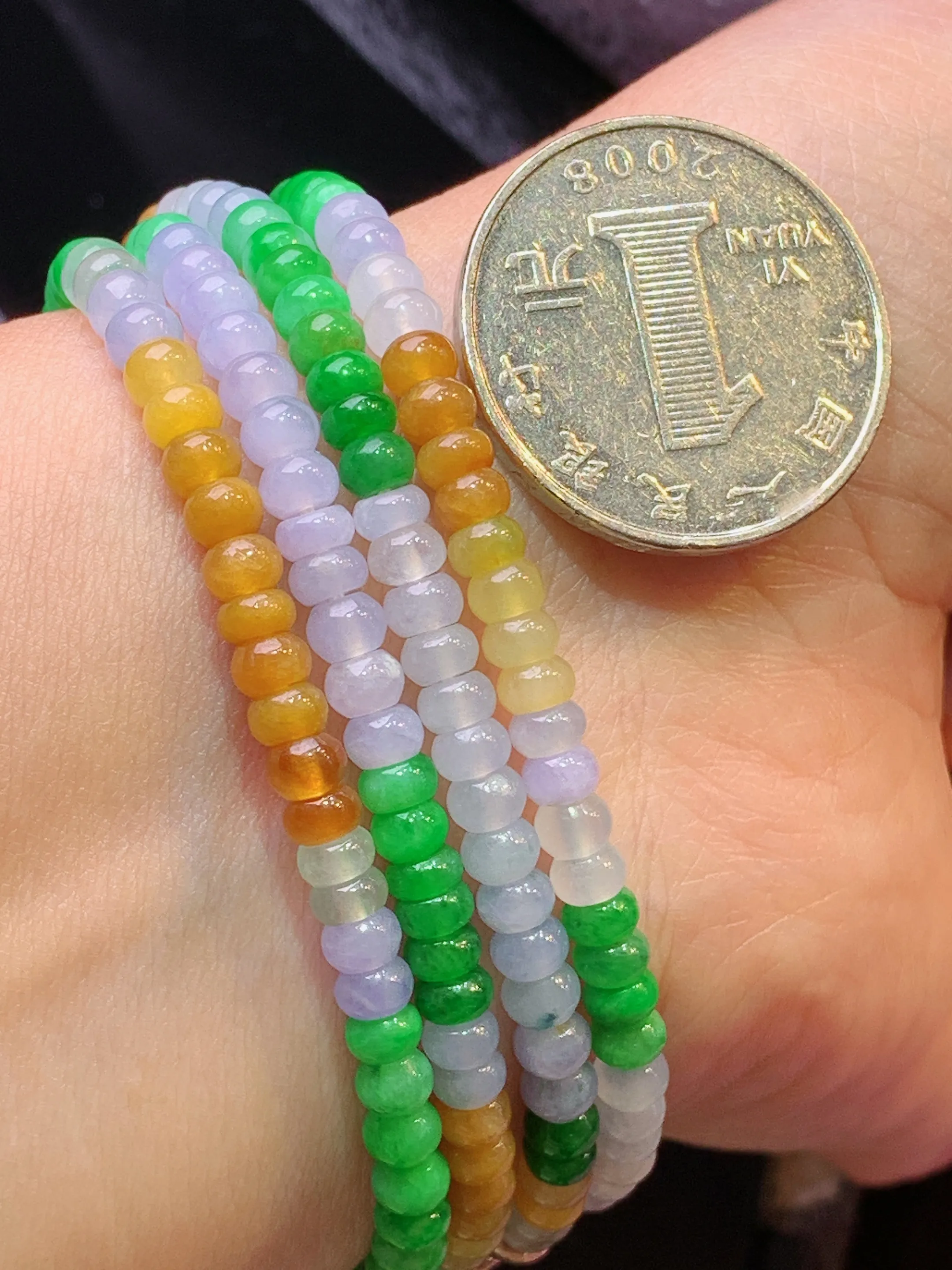 多彩算盘珠项链 玉质细腻 水润亮眼 色泽艳丽 整体尺寸4.2*2.8