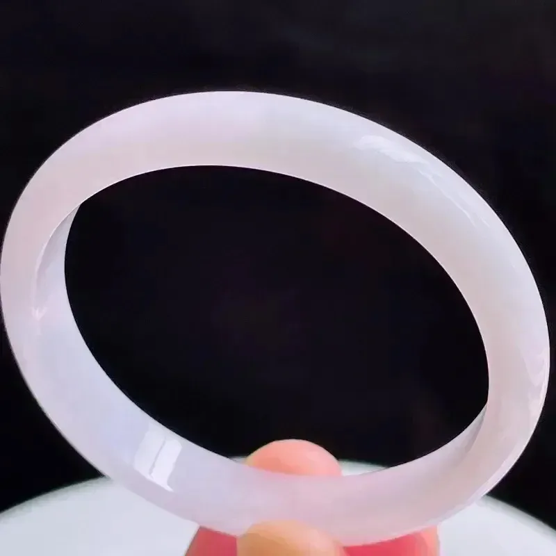 53.6圈贵妃天然翡翠淡紫玉手镯好种水春彩水润手镯26.47g