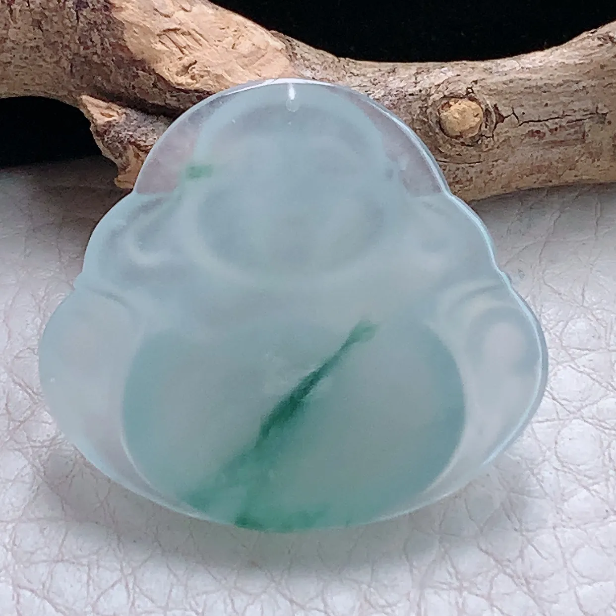 gp 实拍40.2*44.5*10.2缅甸天然翡翠冰种佛公吊坠冰飘花弥勒佛玉坠