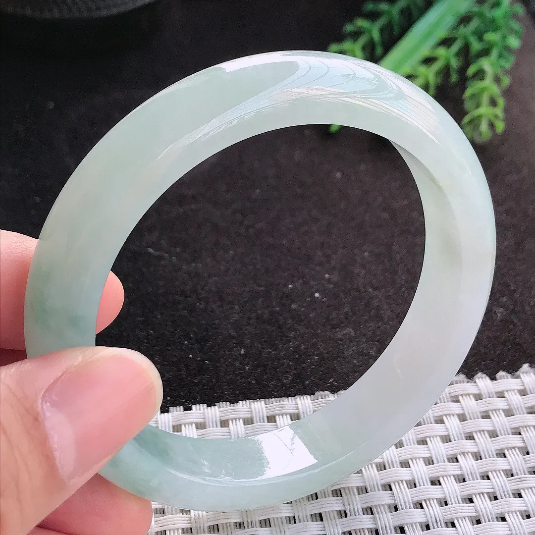 天然A货翡翠56.5/12.5/8.5老坑冰胶果冻冰晴手镯宽边玉镯