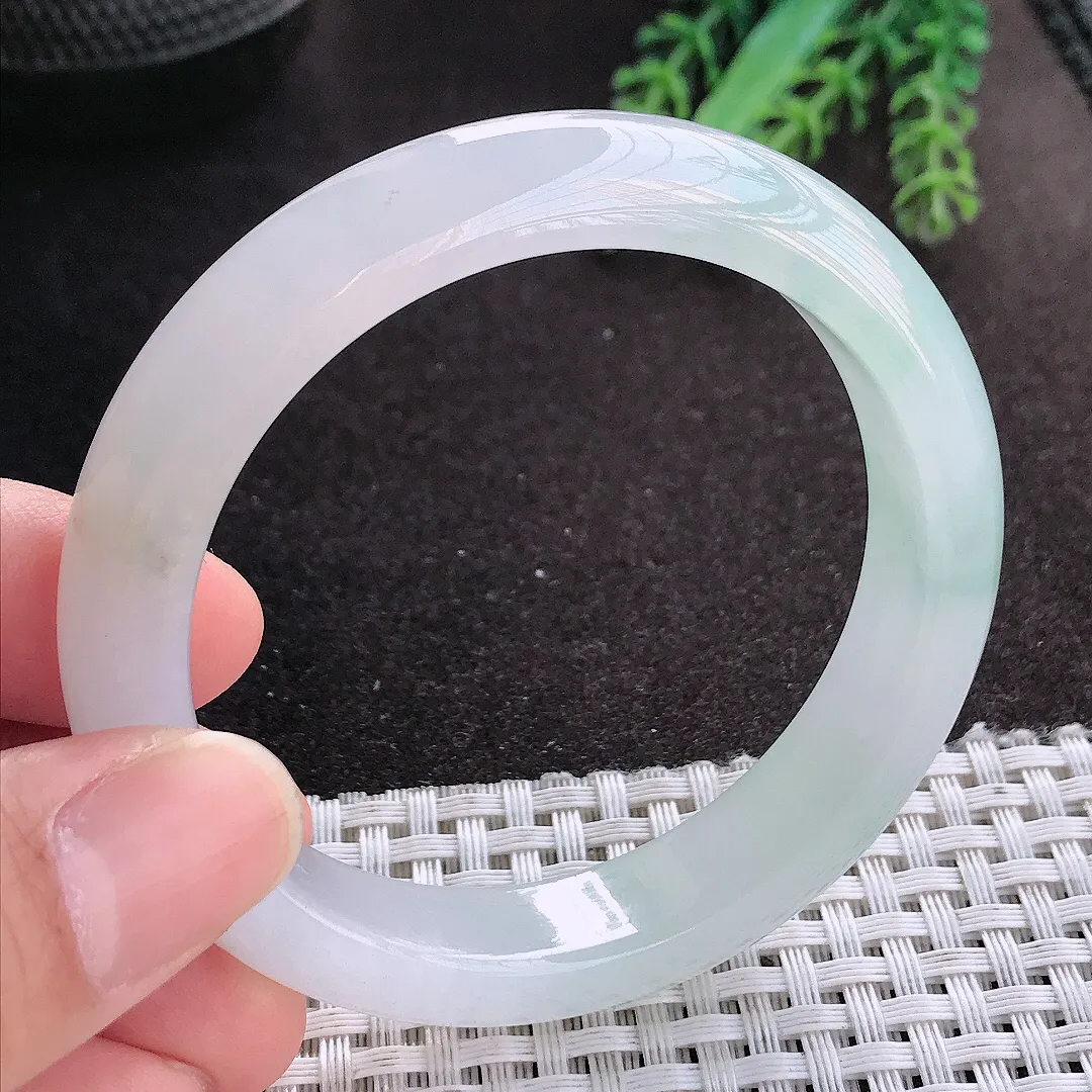 天然A货翡翠54.5/12.1/8.3老坑冰胶果冻冰透晴底手镯宽边玉镯