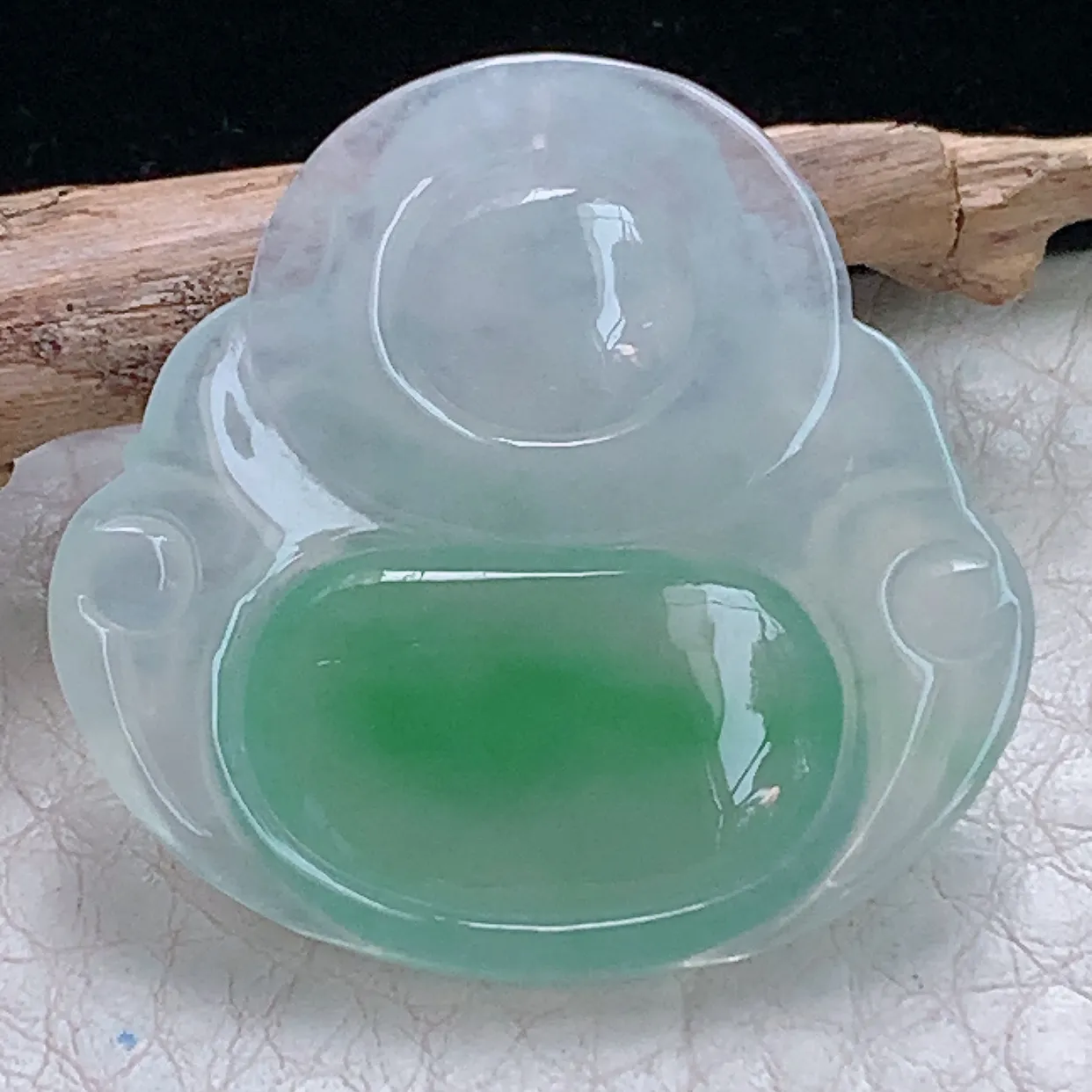 gp 实拍31*32*5.2缅甸天然翡翠冰绿佛公吊坠精品弥勒佛像玉坠