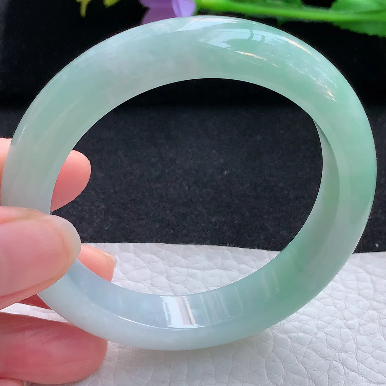 z自然光55.5*12.5*8.8平安镯 翡翠a货玉手镯清新宽边珠宝玉手环