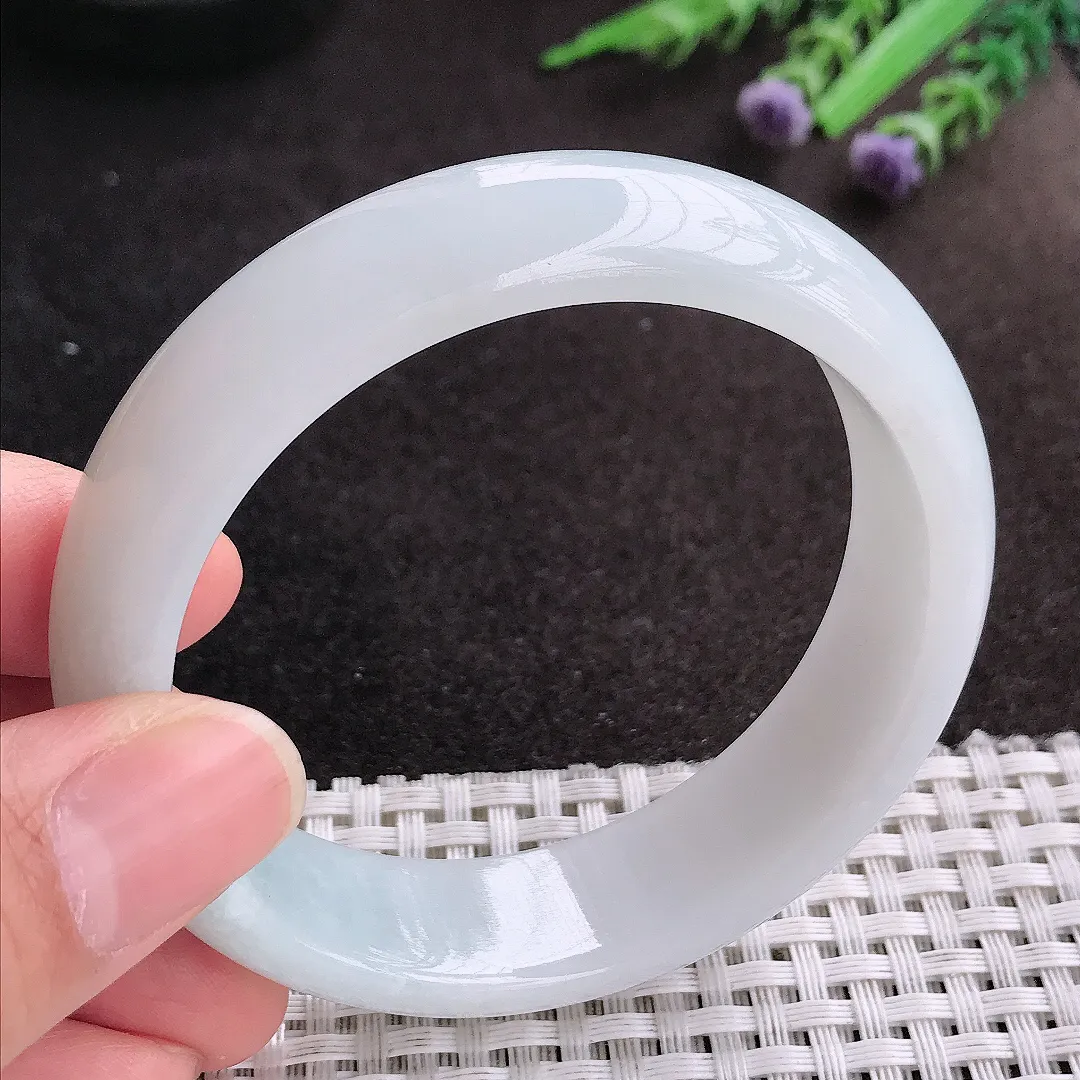 天然A货翡翠56.8/15.9/7.8老坑秀气温润轮胎手镯宽边玉镯