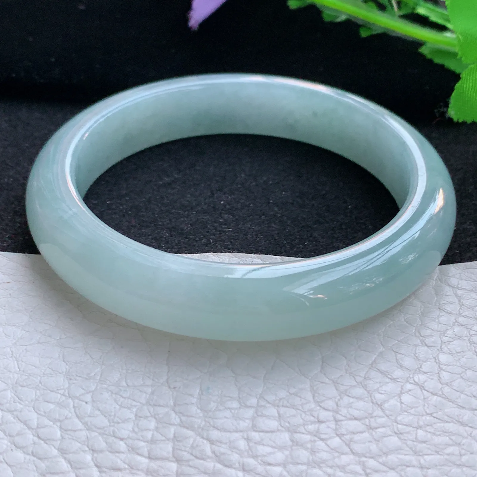 nr大圈口60*12.2*8.6平安镯 翡翠a货玉手镯天空蓝韵宽边珠宝玉手环