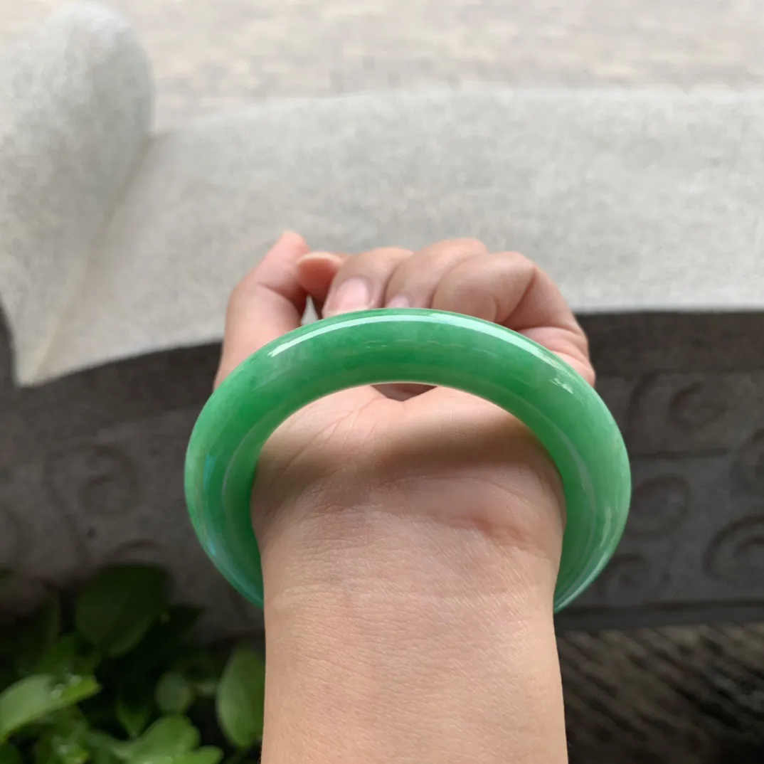 圈口55.8-11.5 【满阳绿圆条手镯】圆条55 56可戴