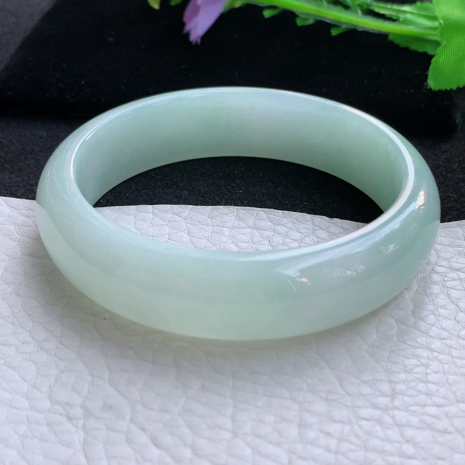 nr大圈口60*16.2*8.2轮胎镯 翡翠a货玉手镯甜绿宽边珠宝玉手环