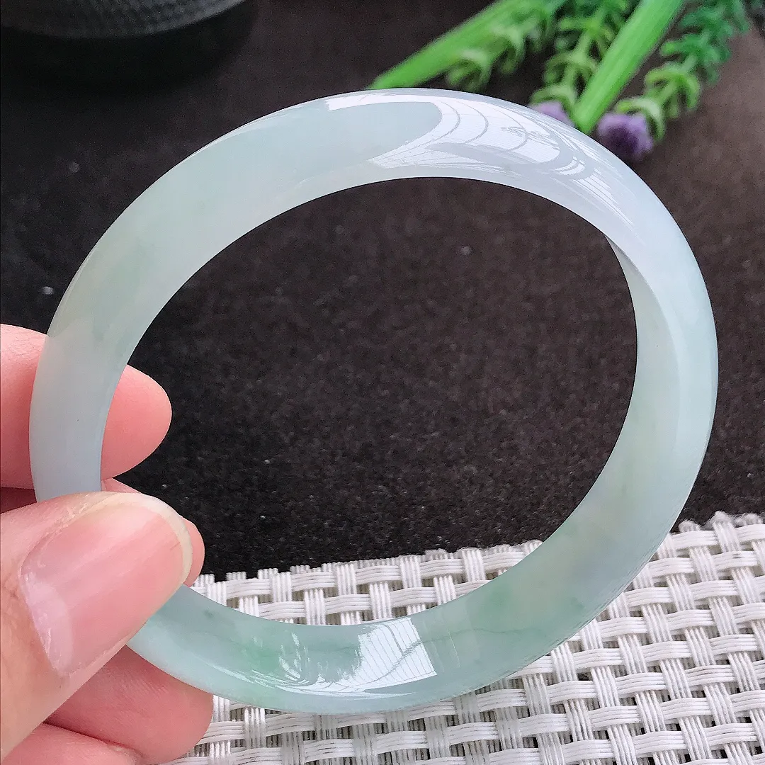 天然A货翡翠60.5/13.2/6.6老坑冰胶果冻冰晴手镯大圈口宽边玉镯