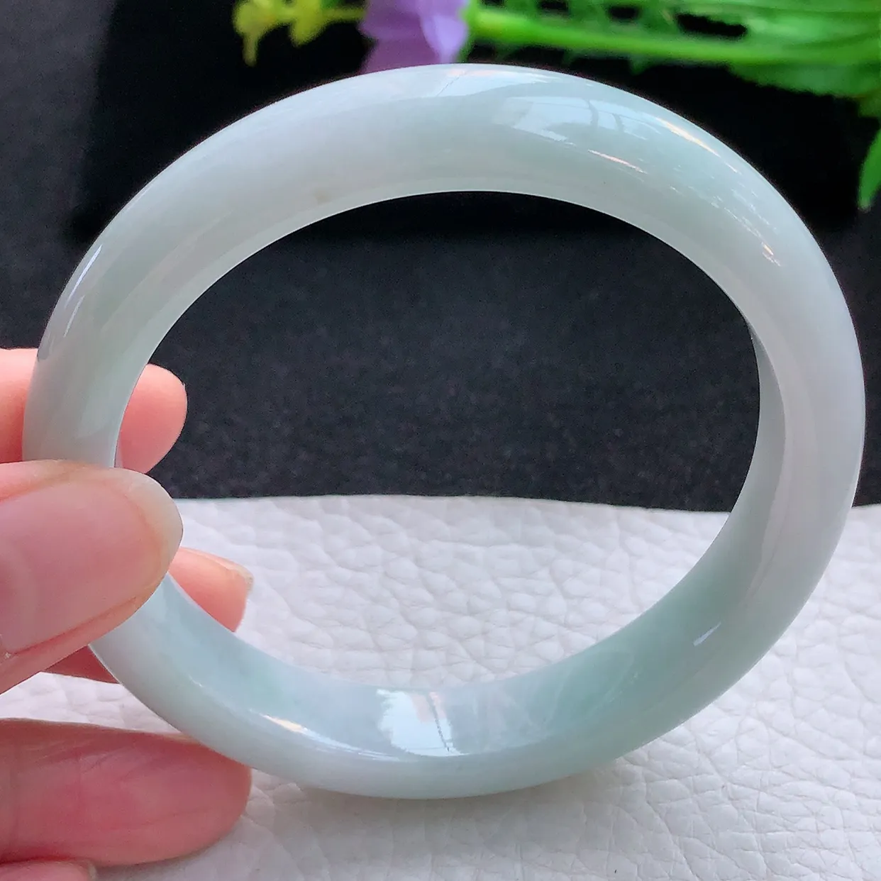 xx大圈口60.5*12.8*8.5平安镯 翡翠a货玉手镯清新宽边珠宝玉手环