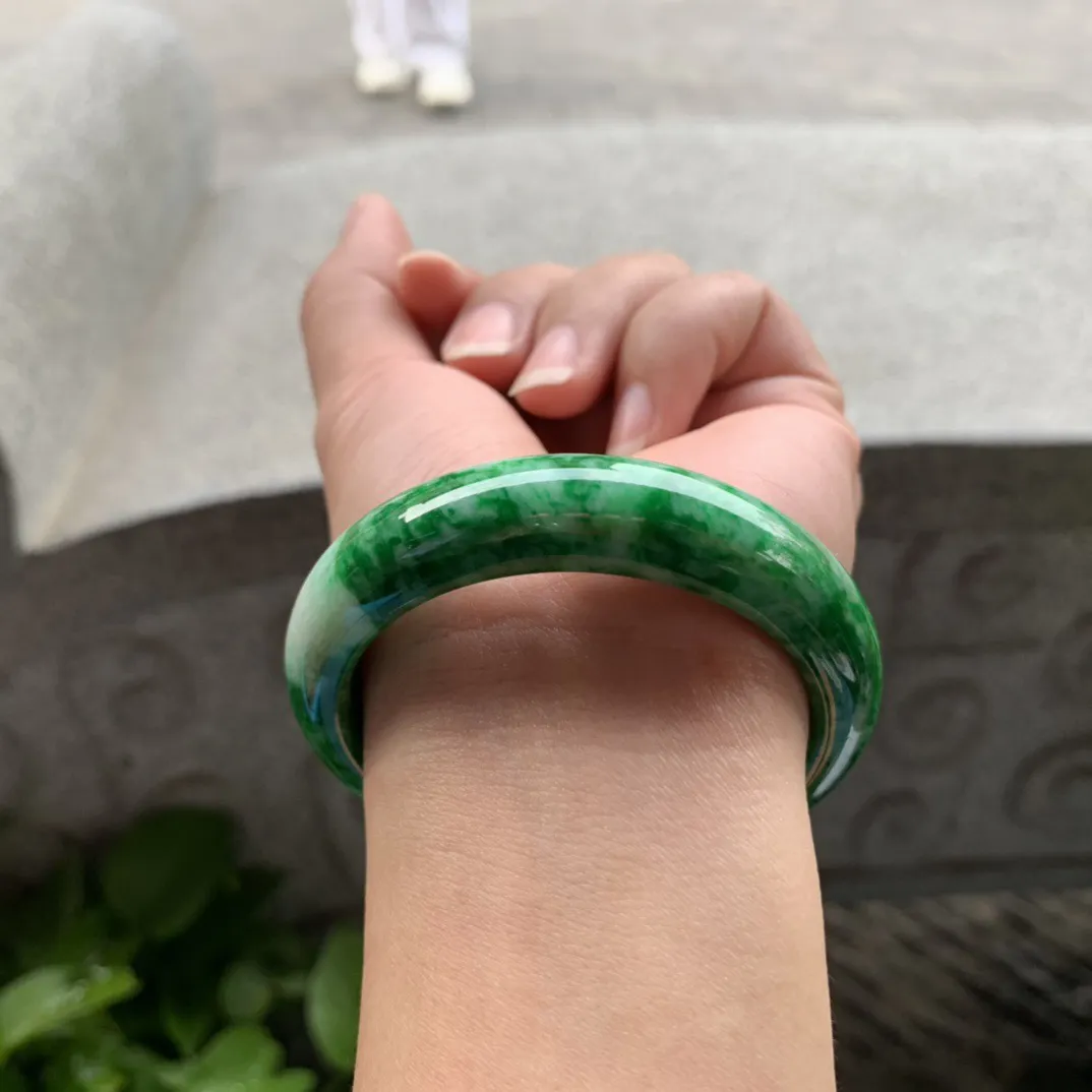 小圈口 51.3-13-8.4【满绿正圈手镯】正圈51 52可戴
