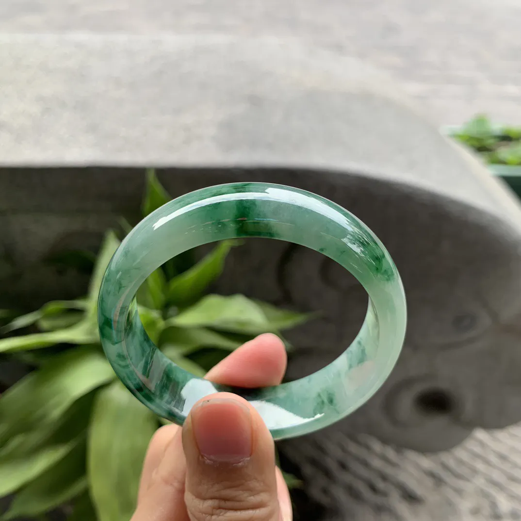 小圈口 50.7-14.6-6.7【辣绿正圈手镯】正圈50 51可戴