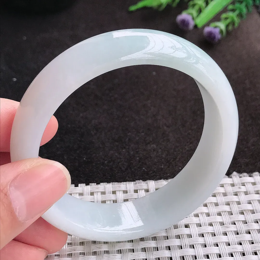 天然A货翡翠56.8/15.9/7.8老坑秀气温润轮胎手镯宽边玉镯