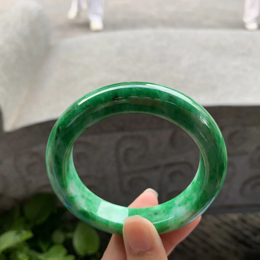 圈口 56.8-13.7-10.3【满绿正圈手镯】正圈56 57可戴