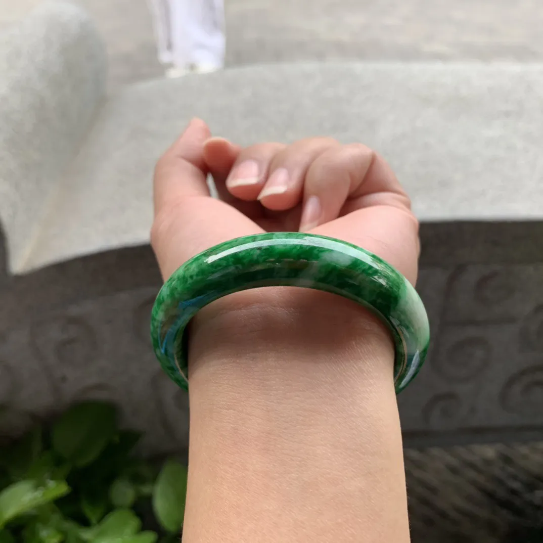小圈口 51.3-13-8.4【满绿正圈手镯】正圈51 52可戴