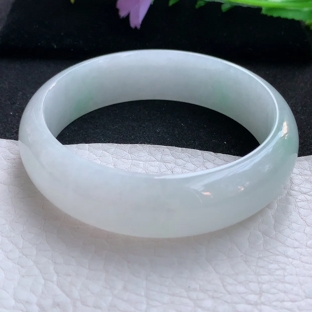 hy自然光59*17.3*7.8轮胎镯 翡翠a货玉手镯清新大气宽边珠宝玉手环