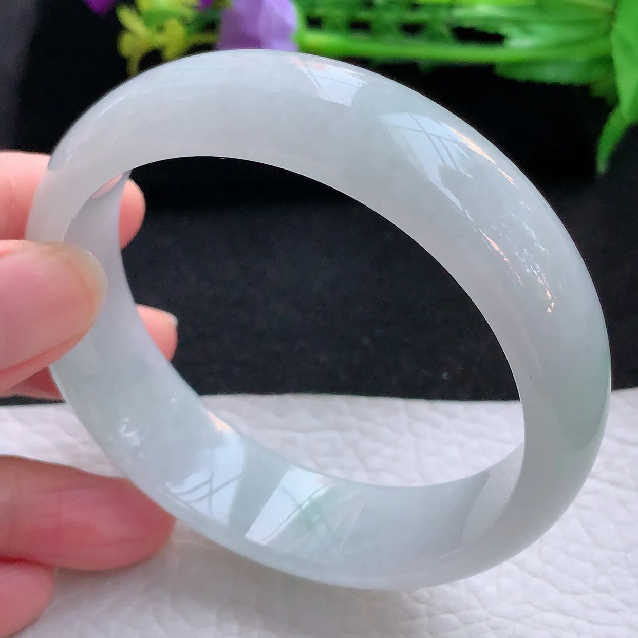 hy自然光59*17.3*7.8轮胎镯 翡翠a货玉手镯清新大气宽边珠宝玉手环