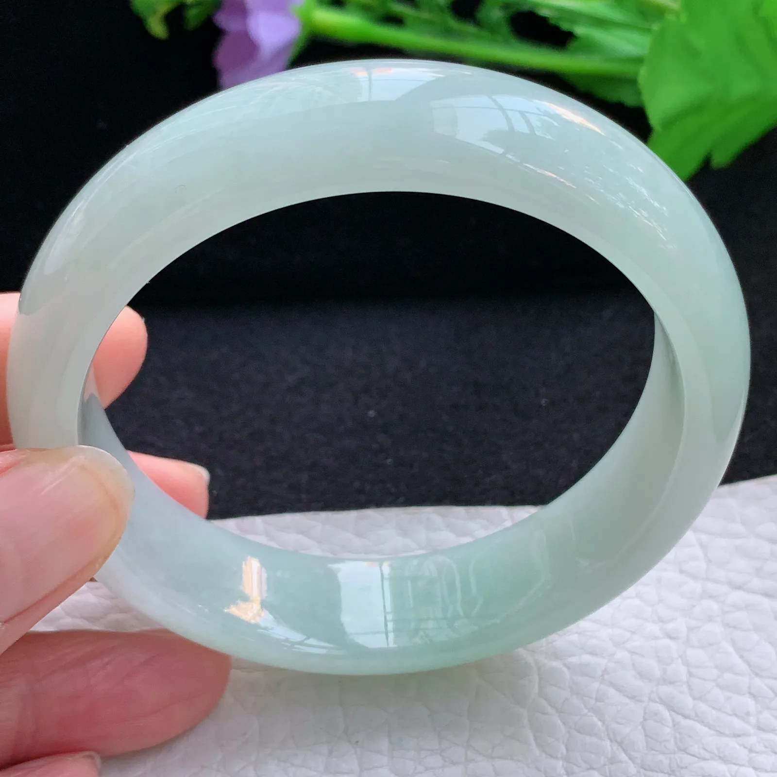 nr大圈口60*16.2*8.2轮胎镯 翡翠a货玉手镯甜绿宽边珠宝玉手环