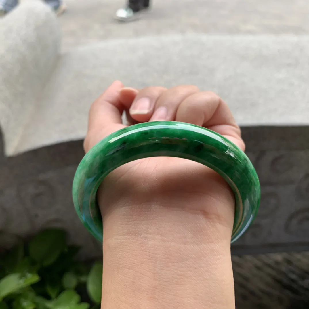 圈口 56.8-13.7-10.3【满绿正圈手镯】正圈56 57可戴