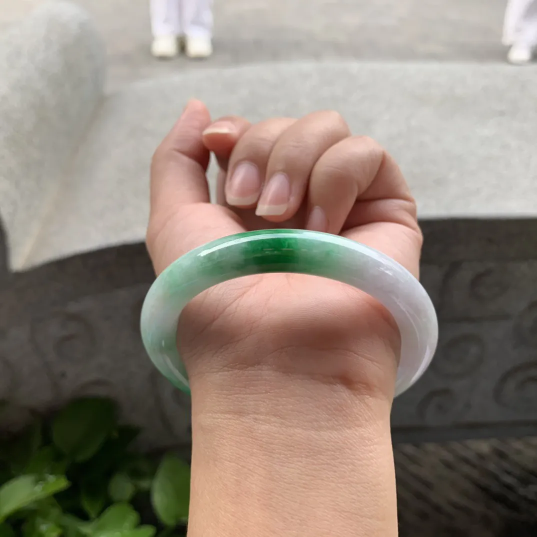 圈口57.3-9.5 【飘辣绿圆条手镯】圆条57 58可戴