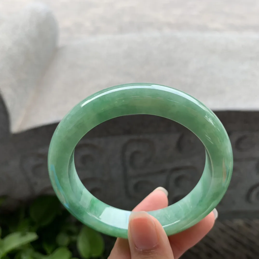 圈口56.6-12.4-9.6 【油绿正圈手镯】正圈56 57可戴